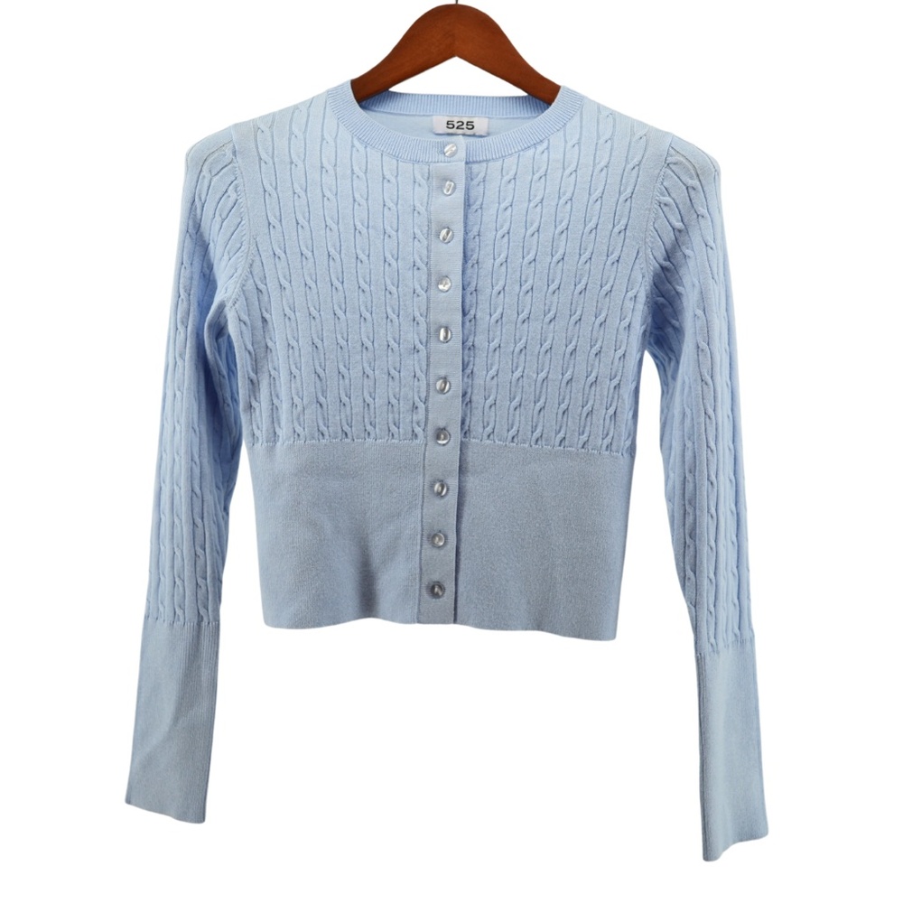 525 America Cable Knit Cardigan in Preppy Light Blue Approx. Size X-Small/Small